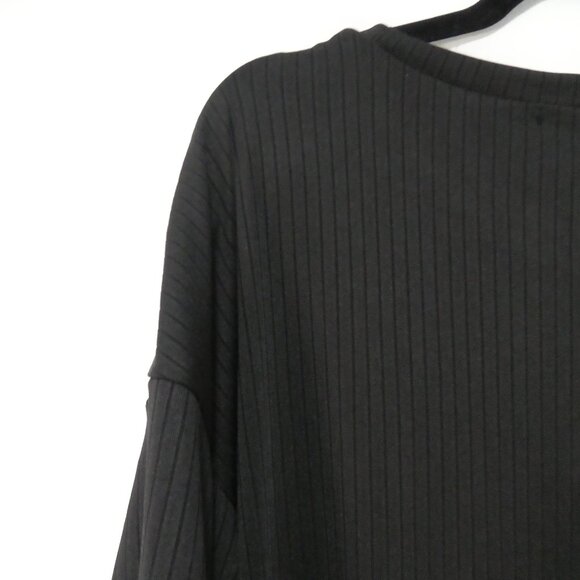 EKOUAER | XXL | Classic Black Relaxed Ribbed Short Sleeve Top - Picture 10 of 16